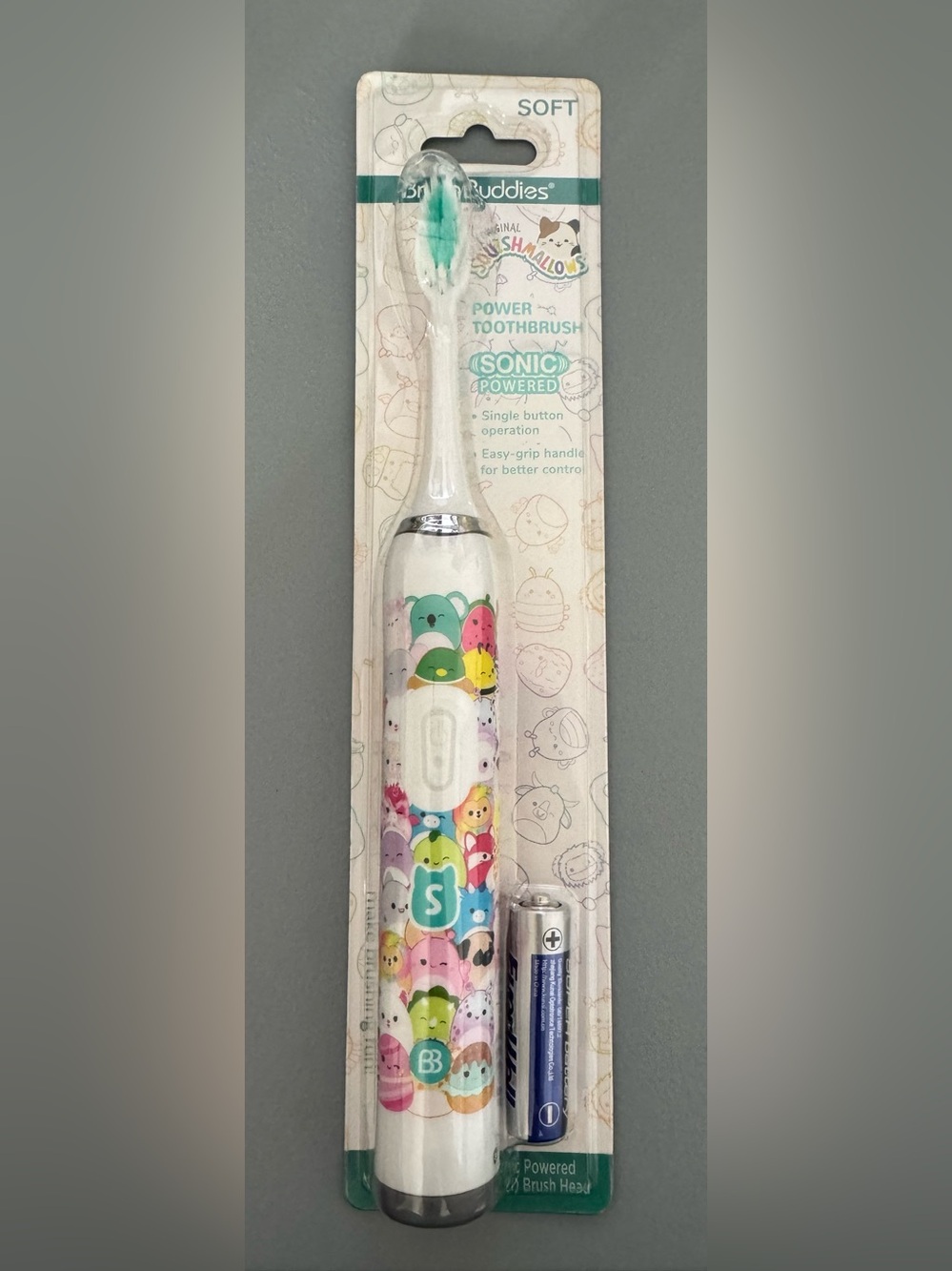 Squishmallows Kids Electric Toothbrush - White with Multicolor Characters